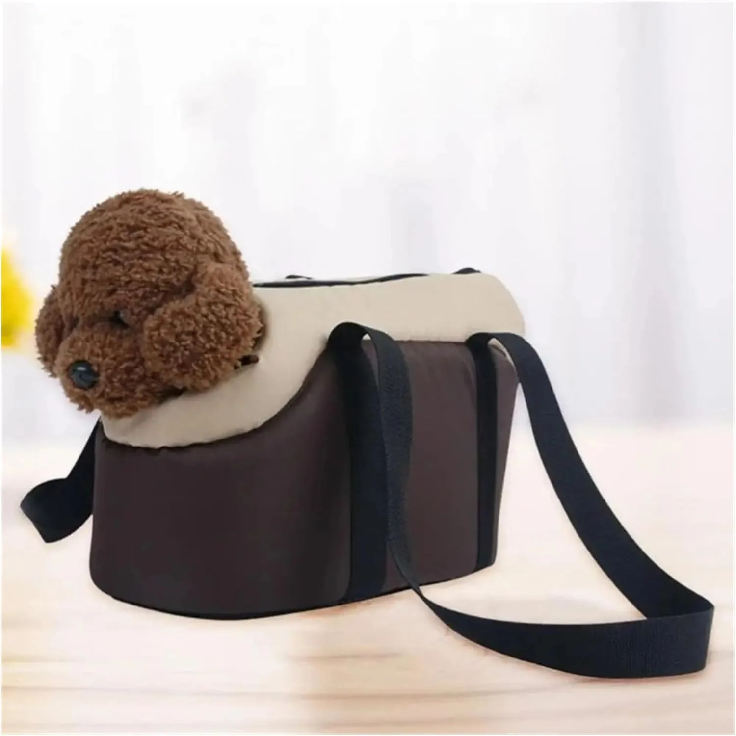 Pet Bag Soft-Sided Adjustable Fabric Interior Pad Carrier Tote For Pet Cat Carrier Outgoing Travel Breathable Pets Handbag(Dark Brown,38x20x25cm)