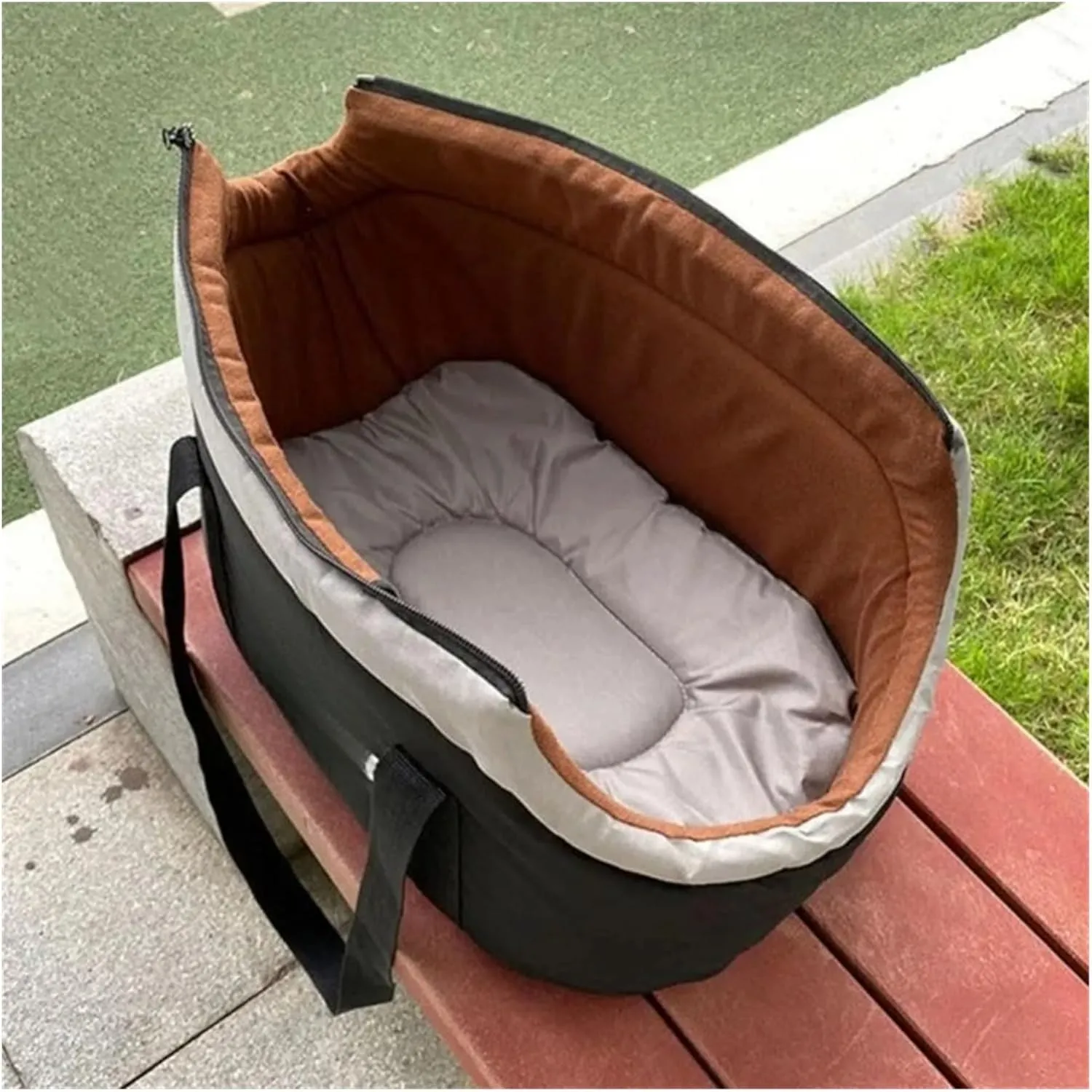 Pet Bag Soft-Sided Adjustable Fabric Interior Pad Carrier Tote For Pet Cat Carrier Outgoing Travel Breathable Pets Handbag(Dark Brown,38x20x25cm)
