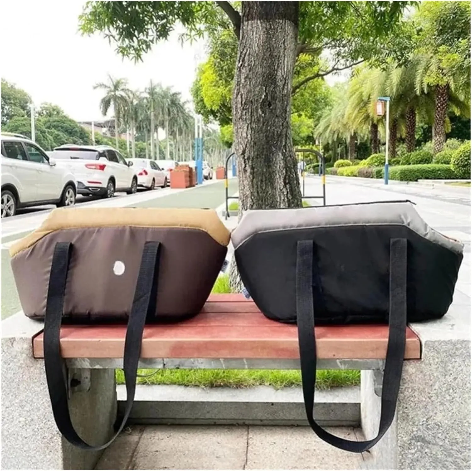 Pet Bag Soft-Sided Adjustable Fabric Interior Pad Carrier Tote For Pet Cat Carrier Outgoing Travel Breathable Pets Handbag(Dark Brown,38x20x25cm)