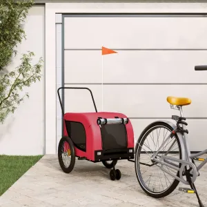 Pet Bike Trailer for Adventure with Your Furry Friends, Durable Iron Frame, Comfortable and Safe Design, Red and Black