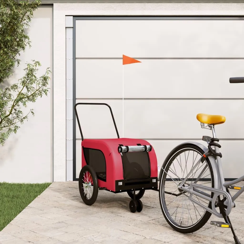 Pet Bike Trailer for Comfort and Safety, Durable Iron Frame, Spacious Design for Pets, Red and Black