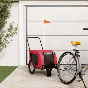 Pet Bike Trailer for Comfort and Safety, Durable Iron Frame, Spacious Design for Pets, Red and Black