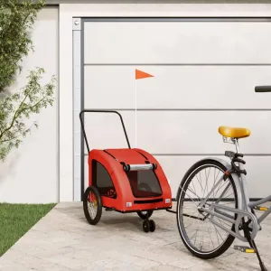 Pet Bike Trailer for Comfort and Safety, Durable Iron Frame with Fabric and PVC Cover, Orange and Gray