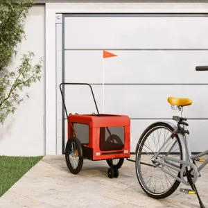 Pet Bike Trailer with Durable Iron Frame, Comfortable Fabric Design, Zippered Doors, and Reflector Safety, Orange and Black