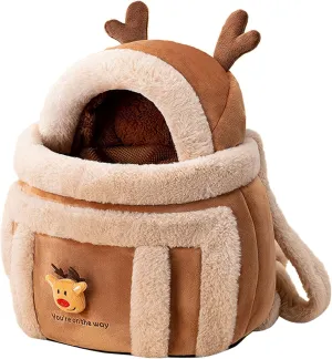 Pet Carrier Backpack Warm Travel Bag for Cat Dog Portable Small Animal Cage Outgoing Plush Bag Cat Winter Travel Bag