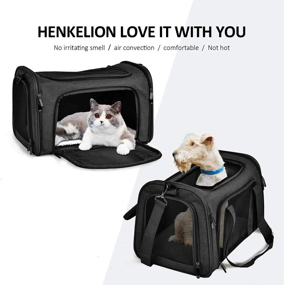 Pet Carrier Bag for Dog Cat,Portable Pet Bag Folding Fabric Pet Travel Carrier Pet Cage for Small Dog,Collapsible Puppy Messenger Pet Bags Airline Approved，Breathable & Durable,Blue Color