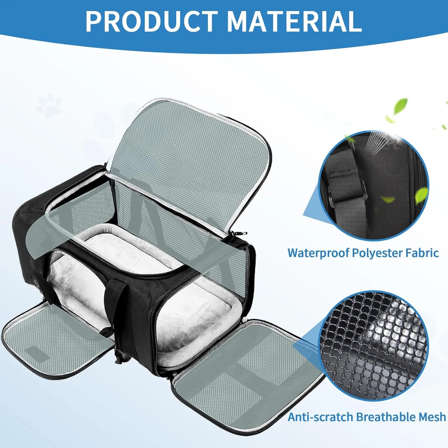 Pet Carrier for Small Dogs Cats TSA Approved Pet Travel Carrier Bag Adequate Ventilation Soft Dog Cat Carrier with Safety Lock Zipper