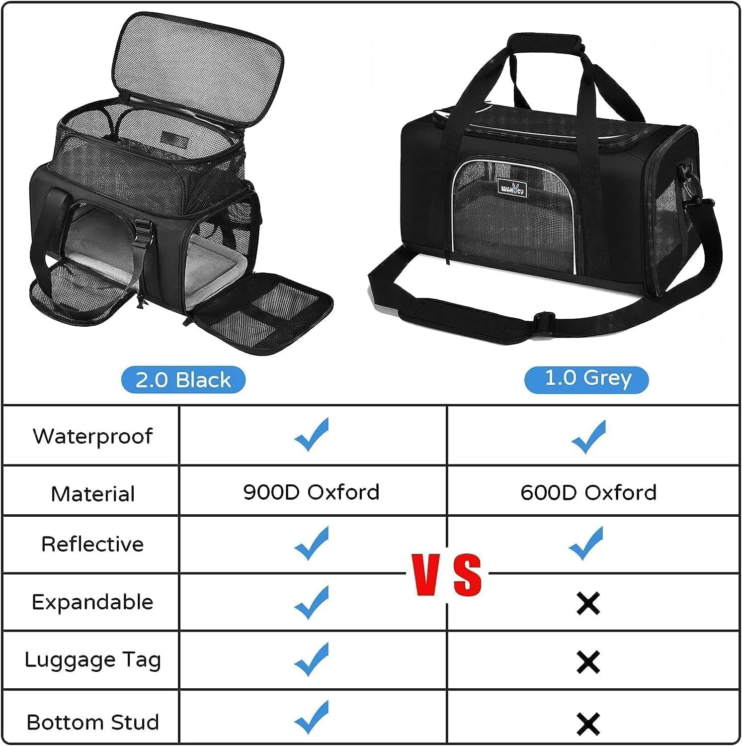 Pet Carrier for Small Dogs Cats TSA Approved Pet Travel Carrier Bag Adequate Ventilation Soft Dog Cat Carrier with Safety Lock Zipper