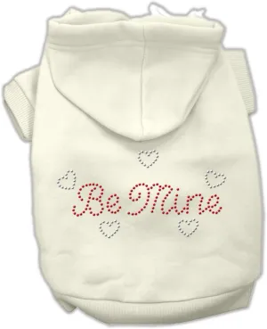 Pet, Dog & Cat Hoodie Rhinestone, "Be Mine" Cream XS (0-3 lbs.)