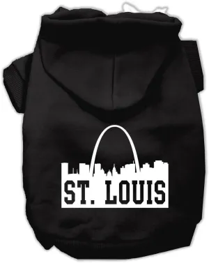 Pet Dog & Cat Hoodie Screen Printed, "St. Louis Skyline" Black MD (6-10 lbs.)