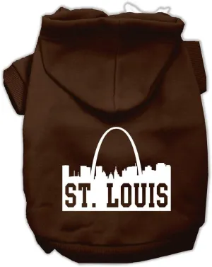 Pet Dog & Cat Hoodie Screen Printed, "St. Louis Skyline" Brown MD (6-10 lbs.)