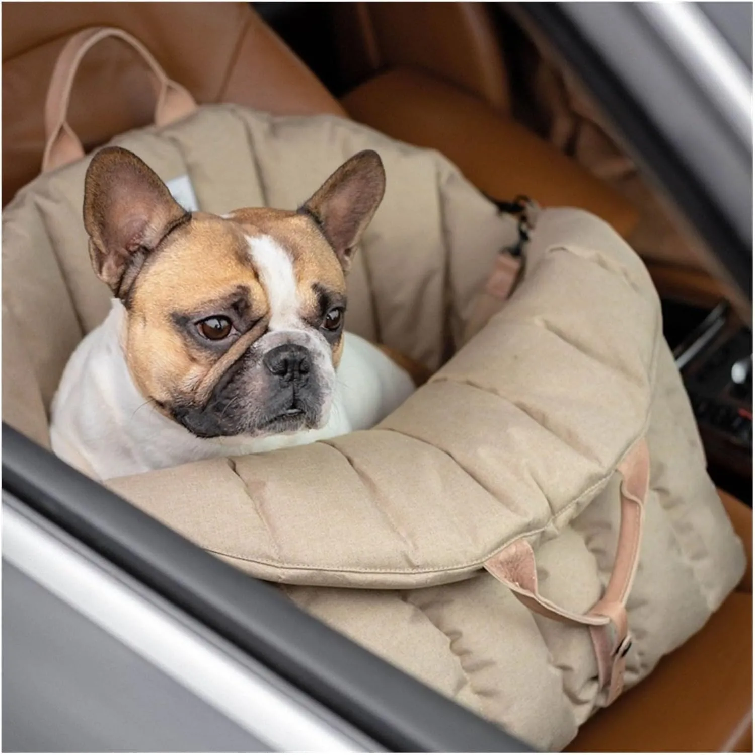 Pet Dog Bag is Portable and Comfortable for Travel Luxury Handbag Winter Portable Outdoor Travel Safety Seat Bag(Light Gray,M 0.5-3kg)