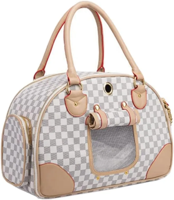Pet Dog Puppy Carriers Portable Breathable Pet Bag Cat Dog Carrier Bags Outgoing Travel Pets Handbag (S, White)