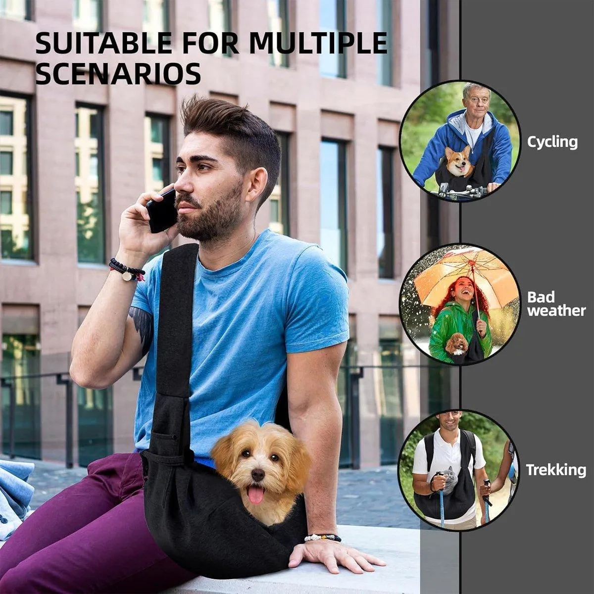 Pet Dog Sling Carrier Bag Outdoor Travel Puppy Cat Totes Shoulder Messenger Bag