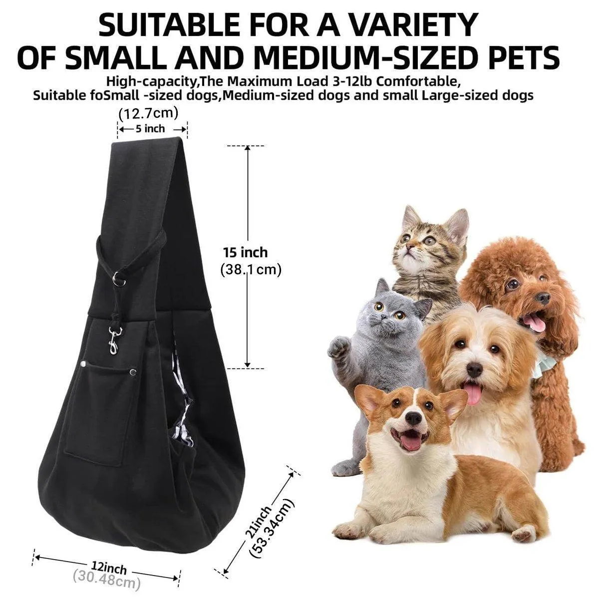 Pet Dog Sling Carrier Bag Outdoor Travel Puppy Cat Totes Shoulder Messenger Bag