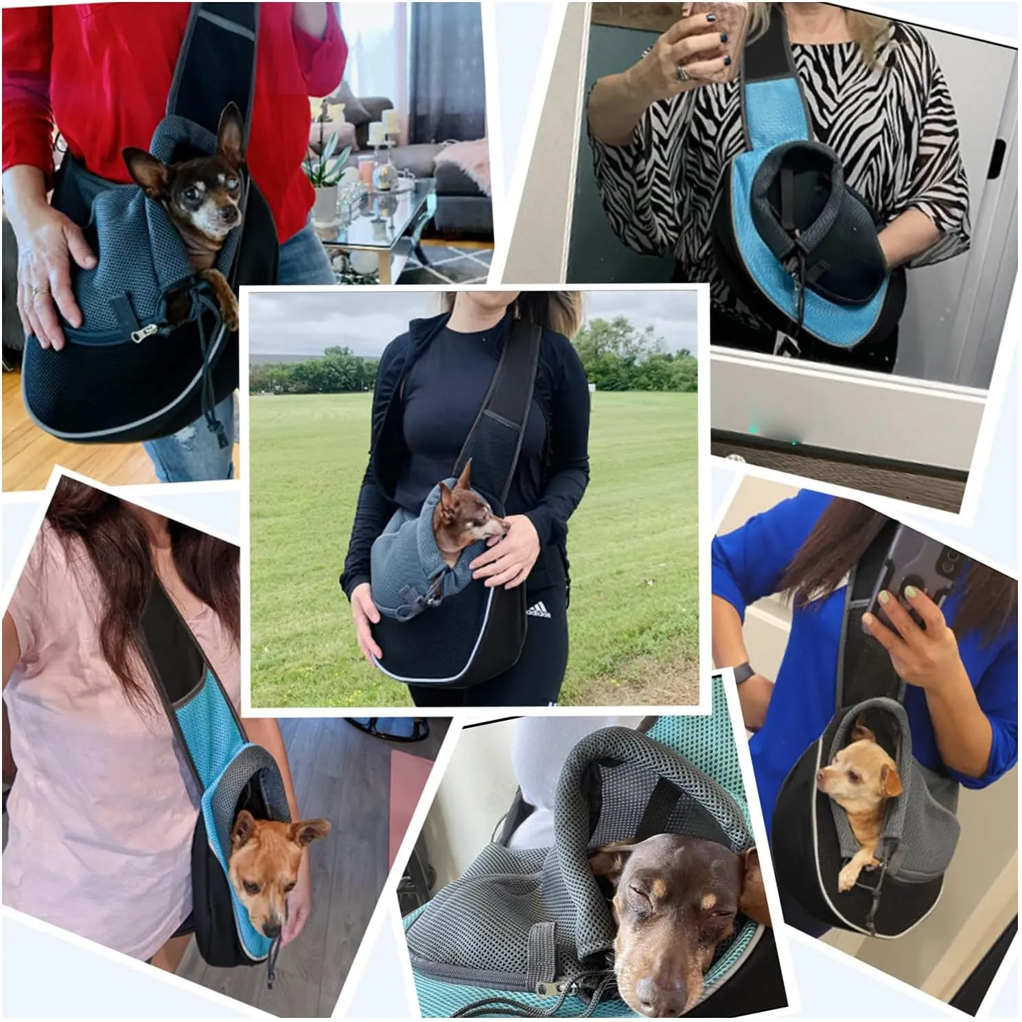 Pet Dog Sling Carrier Puppy Pet Slings Bag for Small Dogs Cats Satchel Carriers Breathable Mesh Hand Free with Adjustable Strap Doggie Crossbody for Outdoor Travel (Yellow, Large 5-12 lbs)