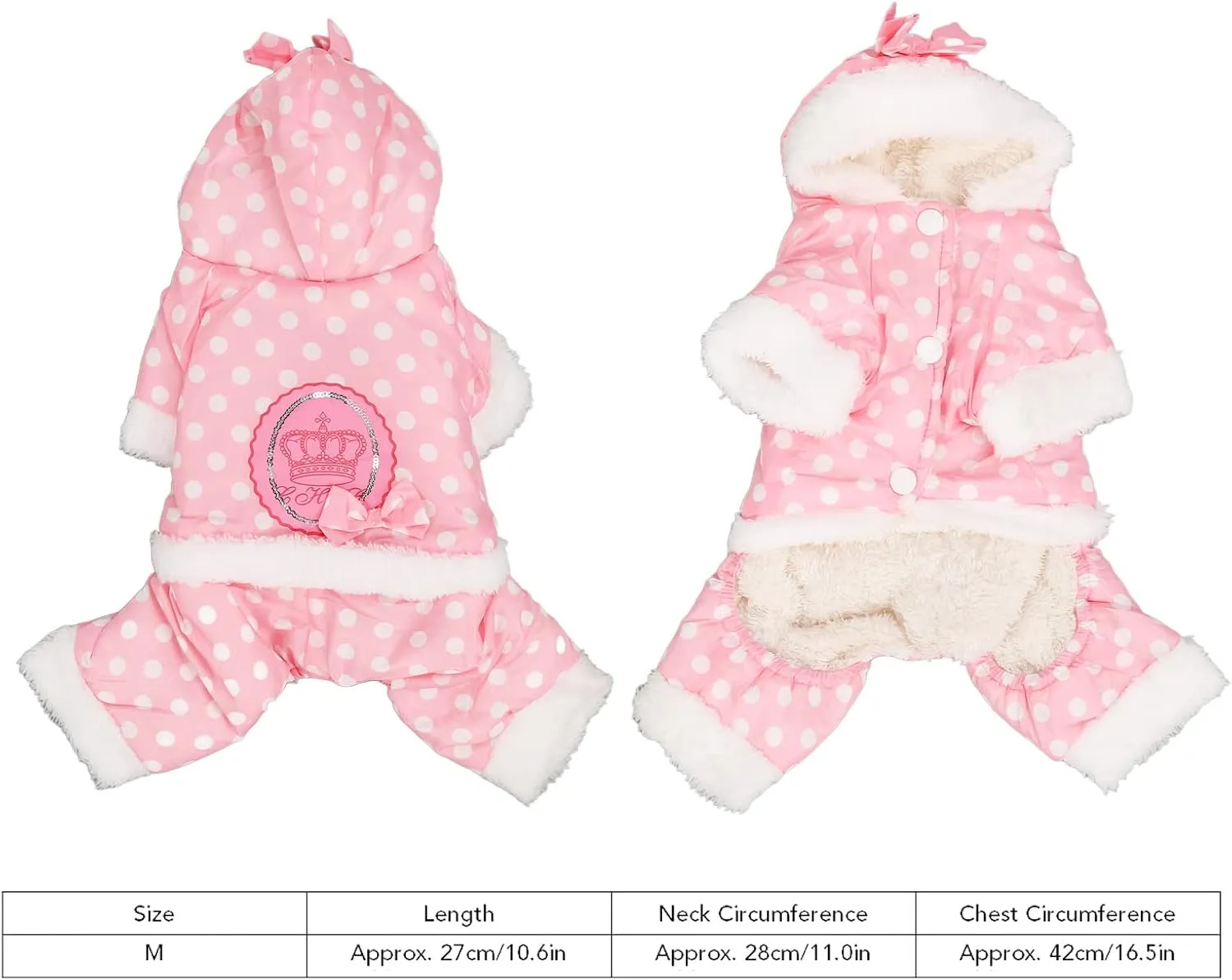 Pet Dog Winter Warm Jacket, Dog Hoodies Puppy Clothes Outfits for Small Dogs Convenient Snap Fastenings M