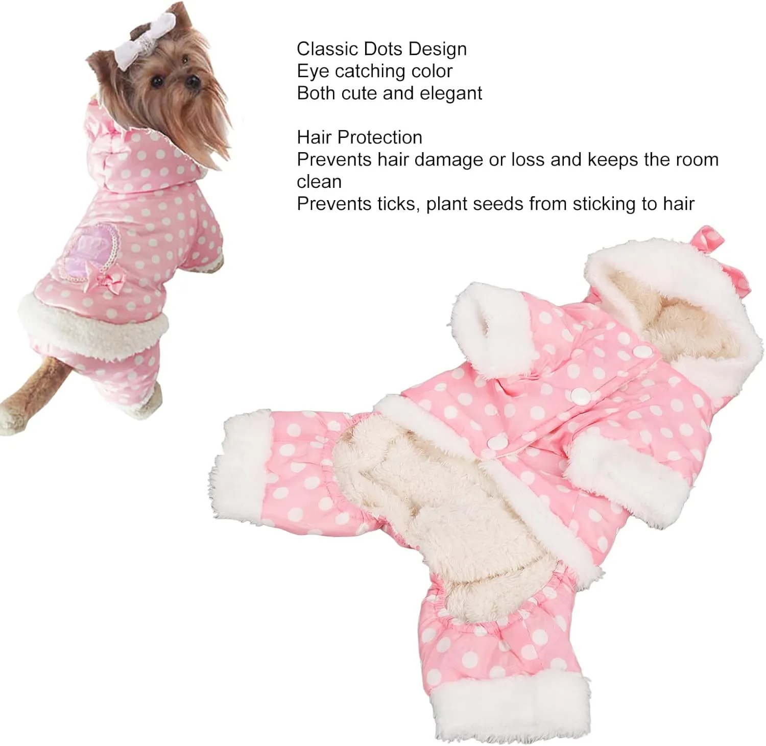 Pet Dog Winter Warm Jacket, Dog Hoodies Puppy Clothes Outfits for Small Dogs Convenient Snap Fastenings M