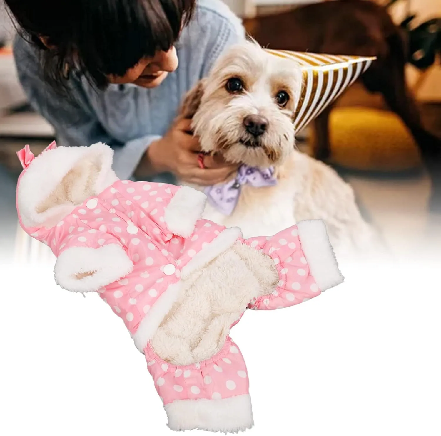 Pet Dog Winter Warm Jacket, Dog Hoodies Puppy Clothes Outfits for Small Dogs Convenient Snap Fastenings M