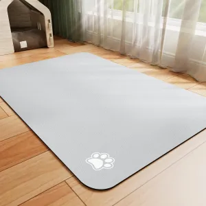 Pet Feeding Mat - Absorbent Dog Mat for Food and Water, No Stains Cat Bowl Mat, Easy to Clean Pet Placemats, Quick Dry Dog Water Dispenser Mat for Messy Drinkers | Light Grey 24"x36"