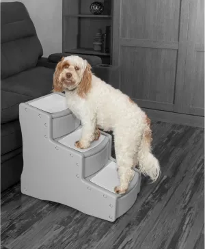 Pet Gear Easy Step III Pet Stairs, 3 Step for Cats/Dogs, Removable Washable Carpet Treads, for Pets Up to 150lbs, No Tools Required, Fog