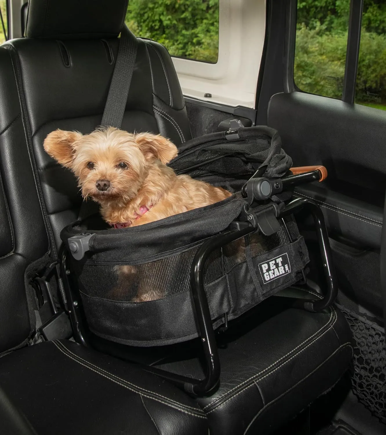 Pet Gear No-Zip View 360 Ultra Lite Pet Safety Carrier & Car Seat for Small Dogs & Cats Push Button Entry, 15", Jet Black