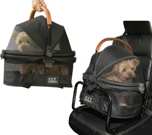 Pet Gear No-Zip View 360 Ultra Lite Pet Safety Carrier & Car Seat for Small Dogs & Cats Push Button Entry, 15", Jet Black