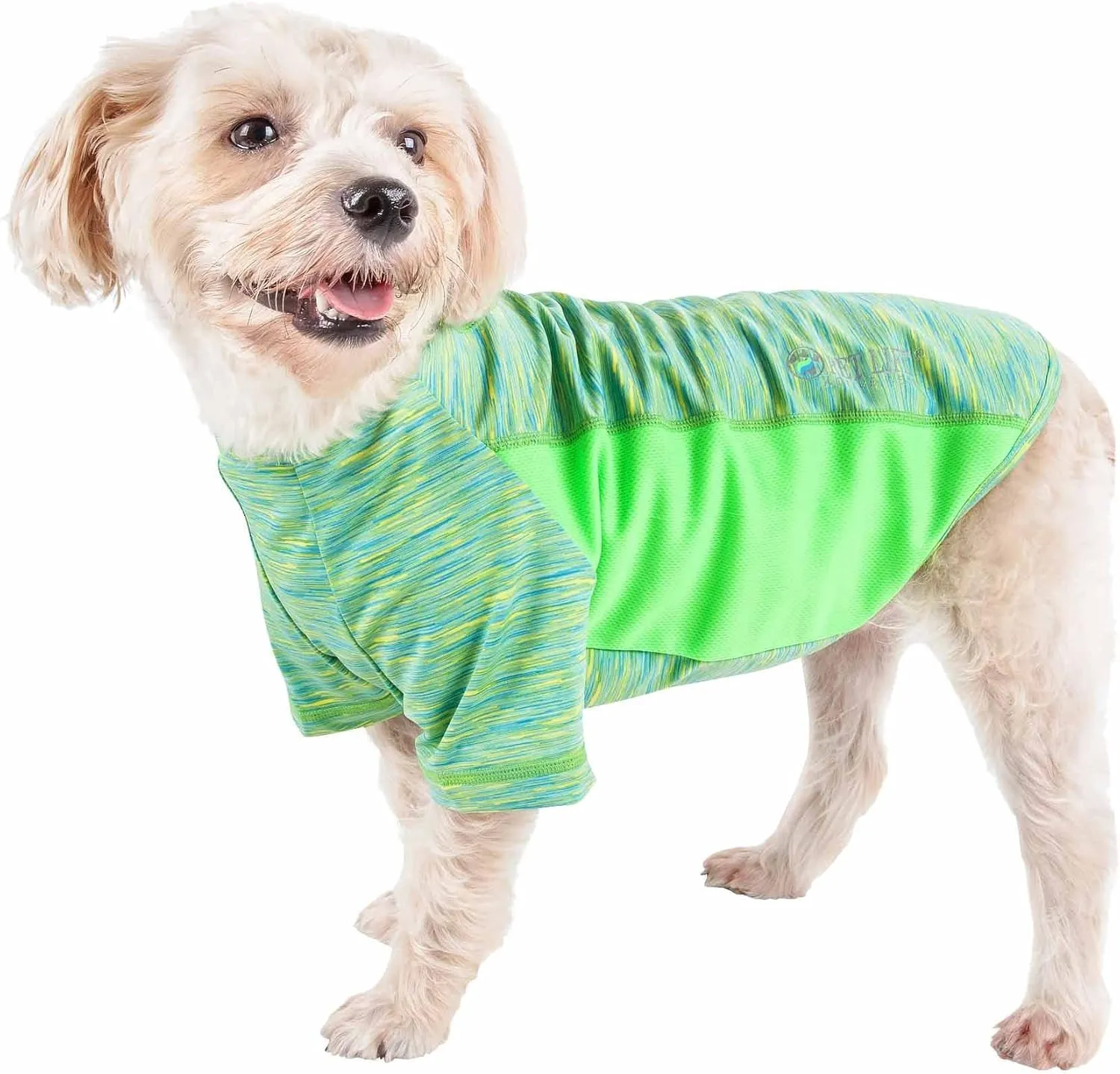 Pet Life ® Active 'Warf Speed' Heathred Dog Fitness and Yoga Pet T-Shirt Dog Clothes - Performance Dog T-Shirt with 4-Way-Stretch, Reflective and Quick-Dry Technology - Summer Dog Shirts