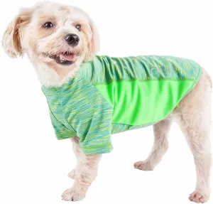 Pet Life ® Active 'Warf Speed' Heathred Dog Fitness and Yoga Pet T-Shirt Dog Clothes - Performance Dog T-Shirt with 4-Way-Stretch, Reflective and Quick-Dry Technology - Summer Dog Shirts