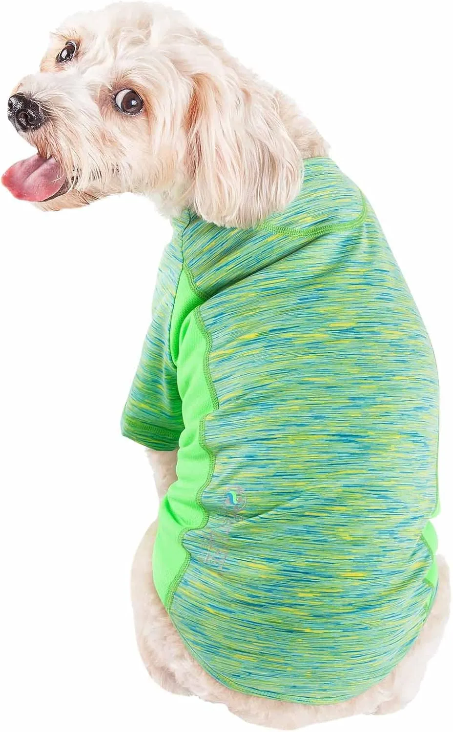 Pet Life ® Active 'Warf Speed' Heathred Dog Fitness and Yoga Pet T-Shirt Dog Clothes - Performance Dog T-Shirt with 4-Way-Stretch, Reflective and Quick-Dry Technology - Summer Dog Shirts