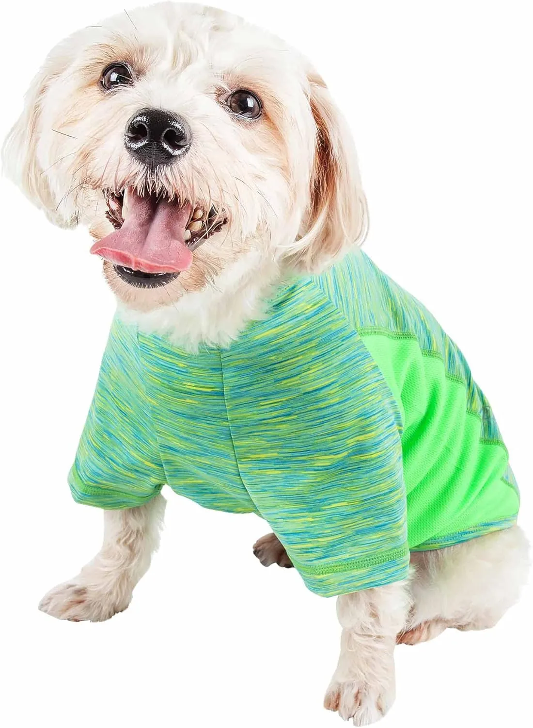 Pet Life ® Active 'Warf Speed' Heathred Dog Fitness and Yoga Pet T-Shirt Dog Clothes - Performance Dog T-Shirt with 4-Way-Stretch, Reflective and Quick-Dry Technology - Summer Dog Shirts