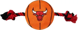 Pets First NBA Chicago Bulls Basketball Toy. - Tough Nylon Pet Toy with Tug Ropes & Inner Squeaker, One Size, BUL-3105