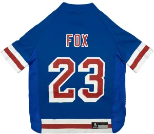 Pets First NHLPA Adam Fox Mesh Jersey for Dogs & Cats, New York Rangers Foxy-23 Dog Jersey, Size Medium, Licensed Dog Jersey with Your Favorite Hockey Team Player