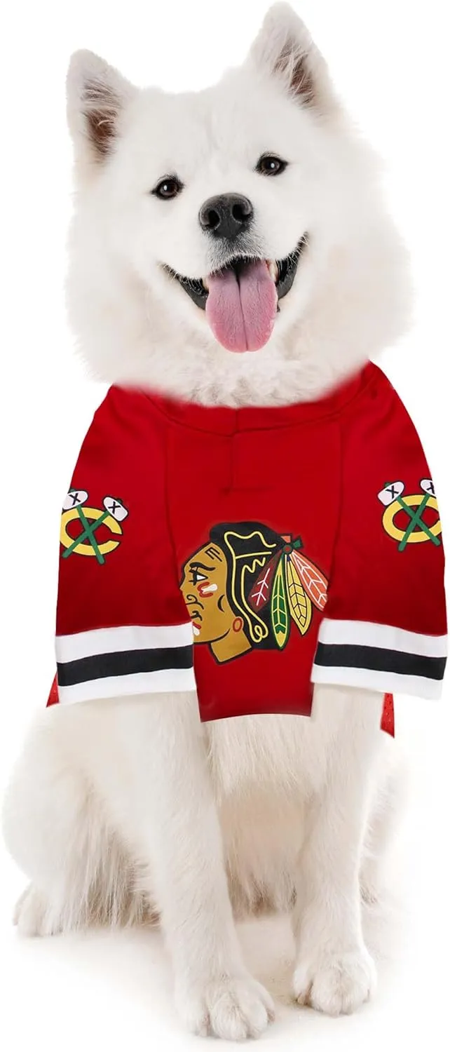 Pets First NHLPA Connor Bedard Mesh Dog & Cat Jersey - Chicago Blackhawks Bedard-98, Medium, Licensed Hockey Jersey