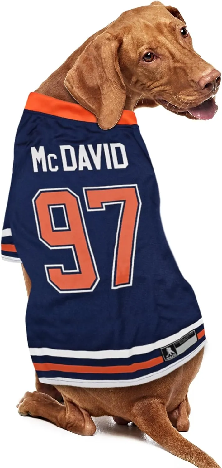 Pets First NHLPA Connor McDavid Mesh Dog Jersey, Edmonton Oilers McJesus-97, Size Small