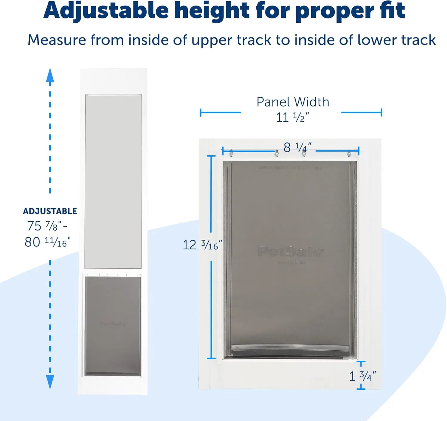 PetSafe Doggy Door for Sliding Glass Doors, Adjustable Height 75 7/8" to 81", No-Cut DIY Install, Aluminum Panel, Ideal for Renters, for Medium Dogs Up to 40 lb., (White, Medium)