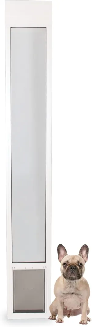 PetSafe Doggy Door for Sliding Glass Doors, Adjustable Height 75 7/8" to 81", No-Cut DIY Install, Aluminum Panel, Ideal for Renters, for Medium Dogs Up to 40 lb., (White, Medium)