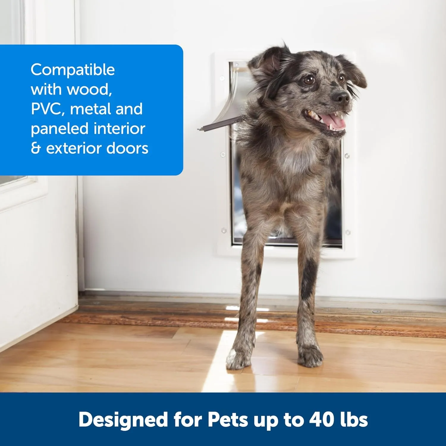 PetSafe Never Rust Plastic Doggie Door for Install in Interior and Exterior Doors or Walls, Paintable, Easy Install, Closing Panel Included, for Pets Up to 40 lb, (Medium)
