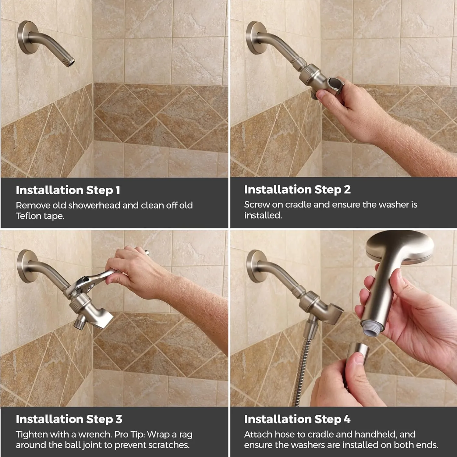 Pfister HydroFuse Handheld Shower Head, Hose Included, 6-Function, 1.75 GPM, Spot Defense Matte Black Finish, 016WS2HF01SDB