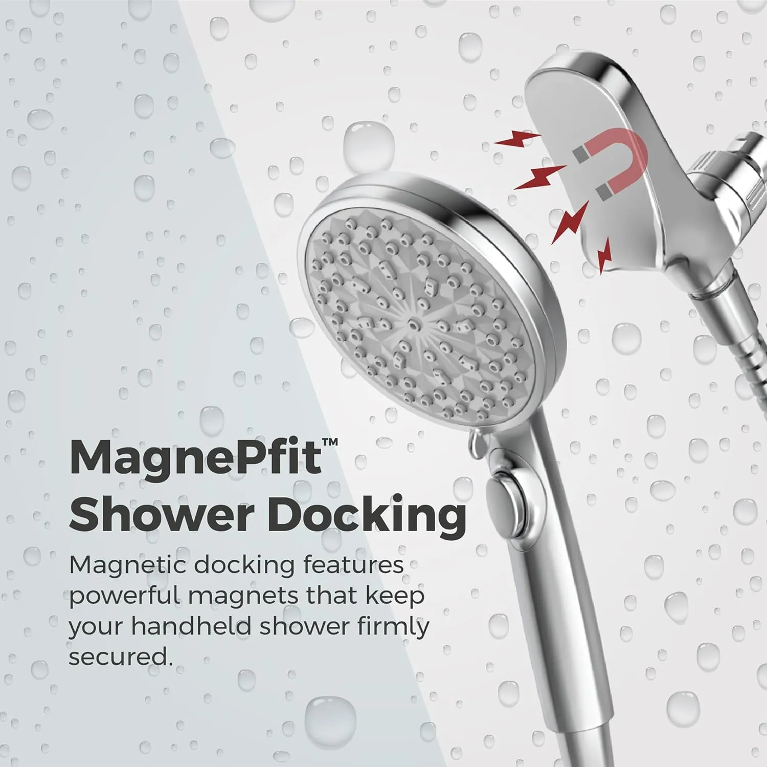 Pfister HydroFuse Handheld Shower Head, Hose Included, Magnetic Docking, 6-Function, 2.5 GPM, Polished Chrome Finish, 016HFM01CC