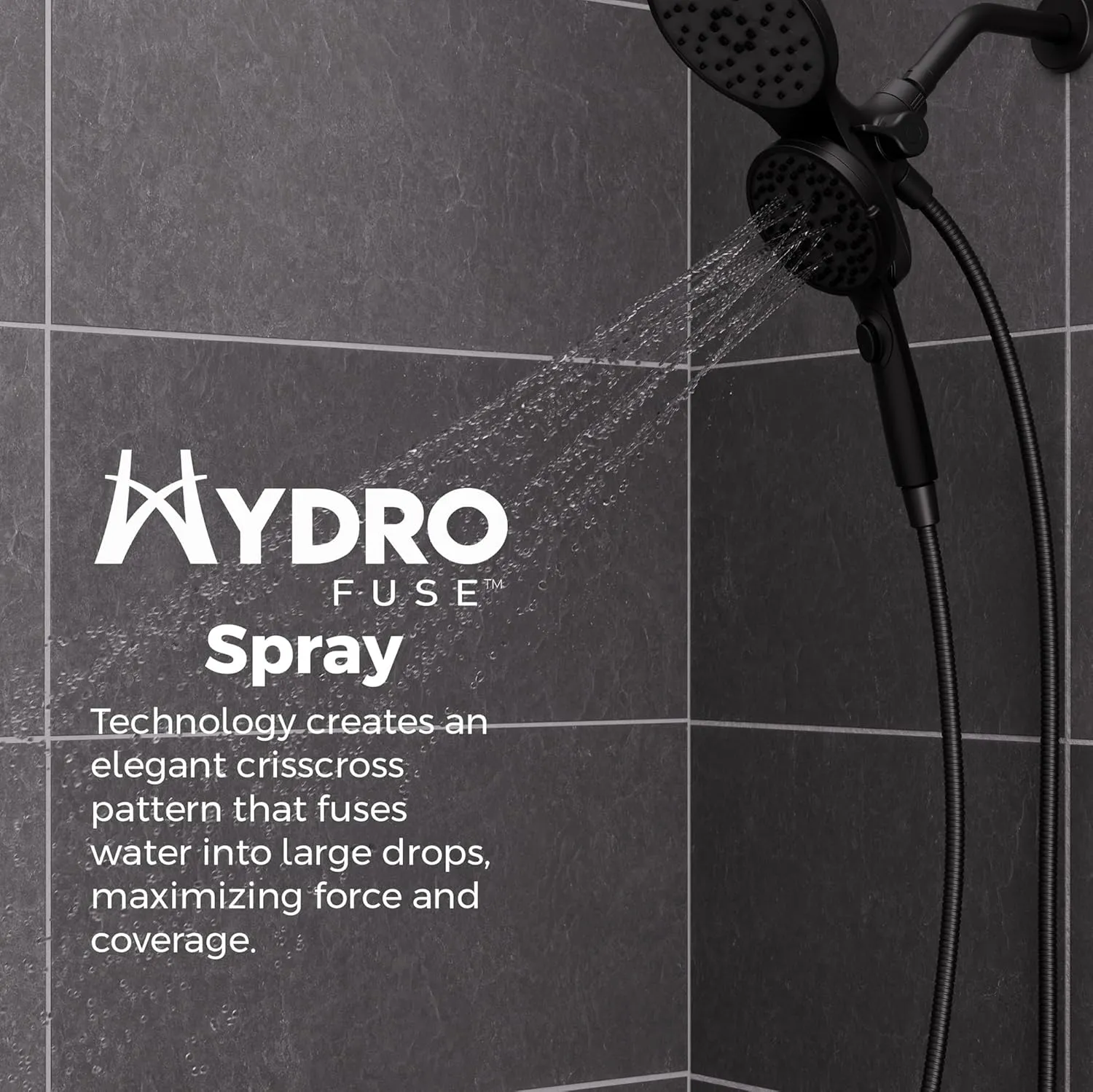 Pfister HydroFuse Shower Head and Handheld Combo, Hose Included, Magnetic Docking, 6-Function, 2.5 GPM, Spot Defense Matte Black Finish, 020HFM01SDB