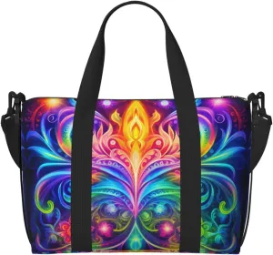 Phayah Colorful Wings Travel Duffel Bag Handbag Carry-On Luggage Bag Overnight Foldable Unisex Airline Travel Personal Items Bag