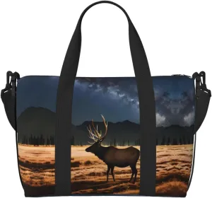 Phayah Elk In The Meadow Travel Duffel Bag Handbag Carry-On Luggage Bag Overnight Foldable Unisex Airline Travel Personal Items Bag