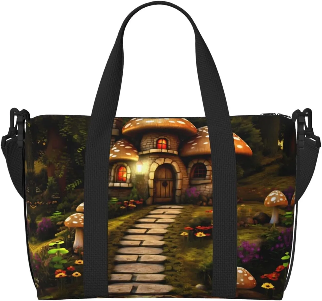 Phayah Path To Mushroom House Travel Duffel Bag Handbag Carry-On Luggage Bag Overnight Foldable Unisex Airline Travel Personal Items Bag