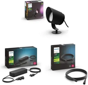 Philips Hue White and Color Ambiance Lily XL Outdoor Light Extension & 100W Outdoor Power Supply Unit - 1 Pack & Voltage Extension Cable for Calla, Econic and Lily Outdoor Lights, 16.4ft