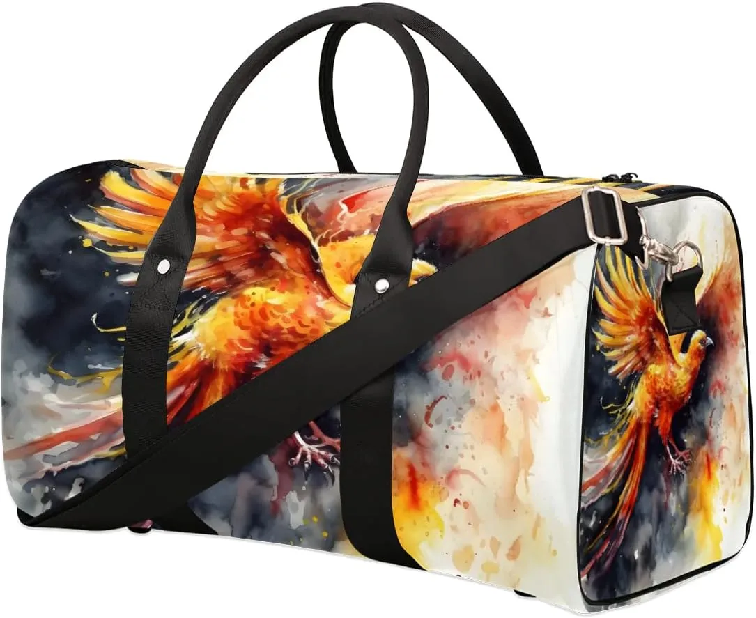 Phoenix Printed Travel Duffel Bag for Women Men Waterproof Foldable Overnight Weekender Bag Large Capacity Sports Gym Bag