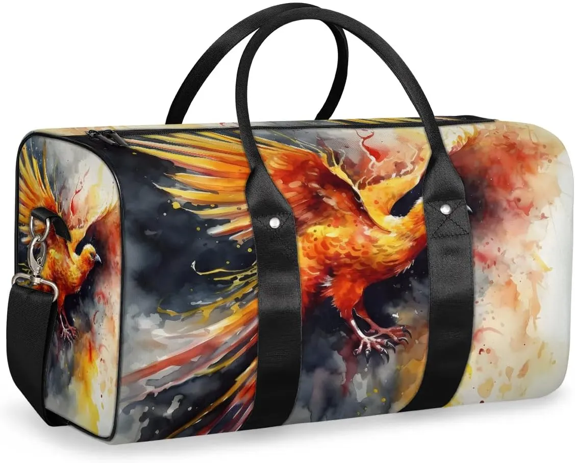 Phoenix Printed Travel Duffel Bag for Women Men Waterproof Foldable Overnight Weekender Bag Large Capacity Sports Gym Bag