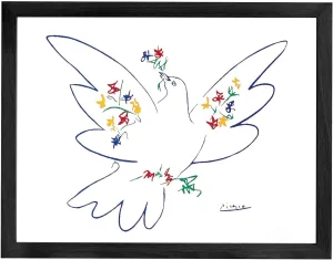 Picasso Wall Art Pablo Picasso Dove of Peace Art Print Framed Canvas Wall Art for Living Room Bedroom (12x16in)