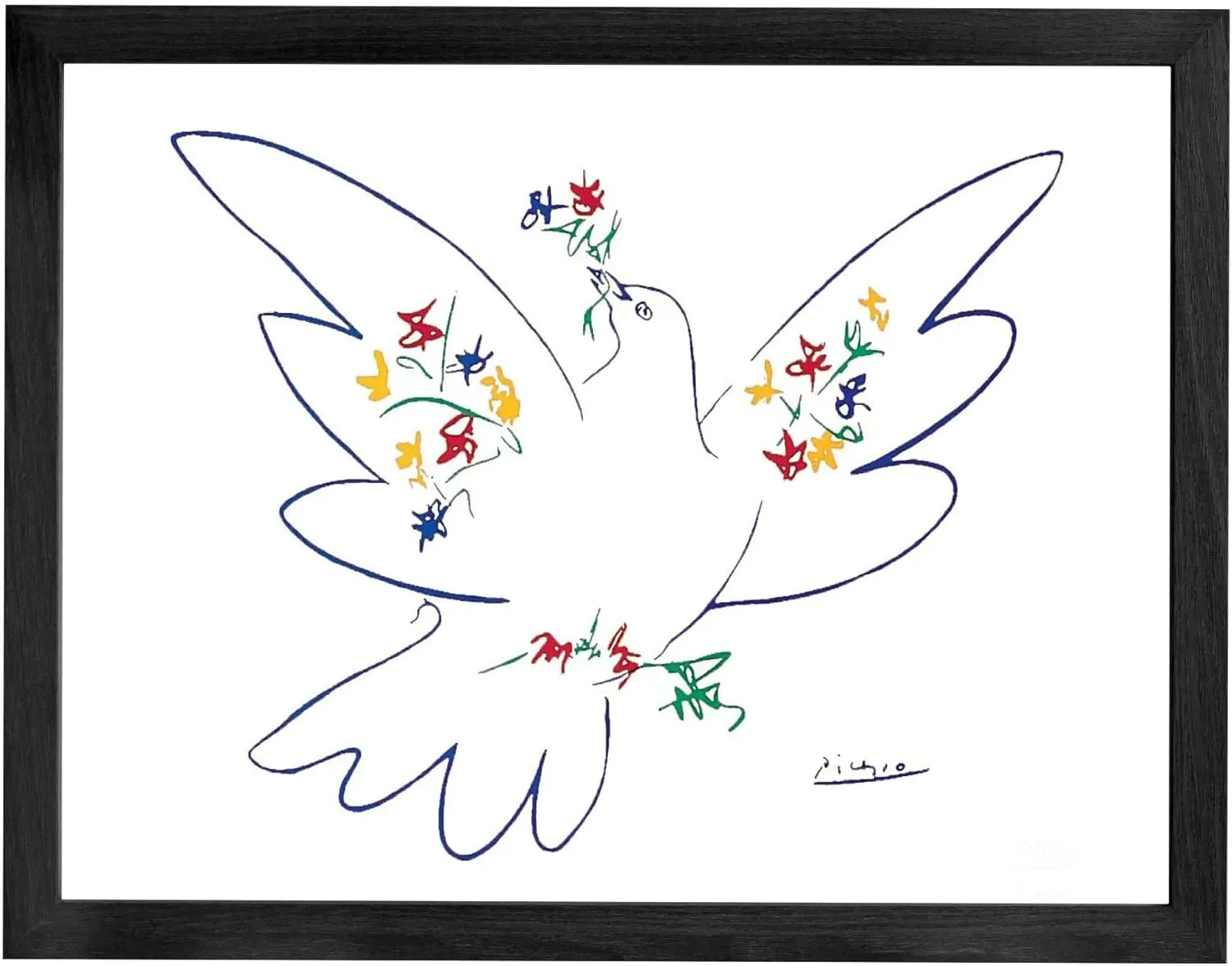 Picasso Wall Art Pablo Picasso Dove of Peace Art Print Framed Canvas Wall Art for Living Room Bedroom (12x16in)