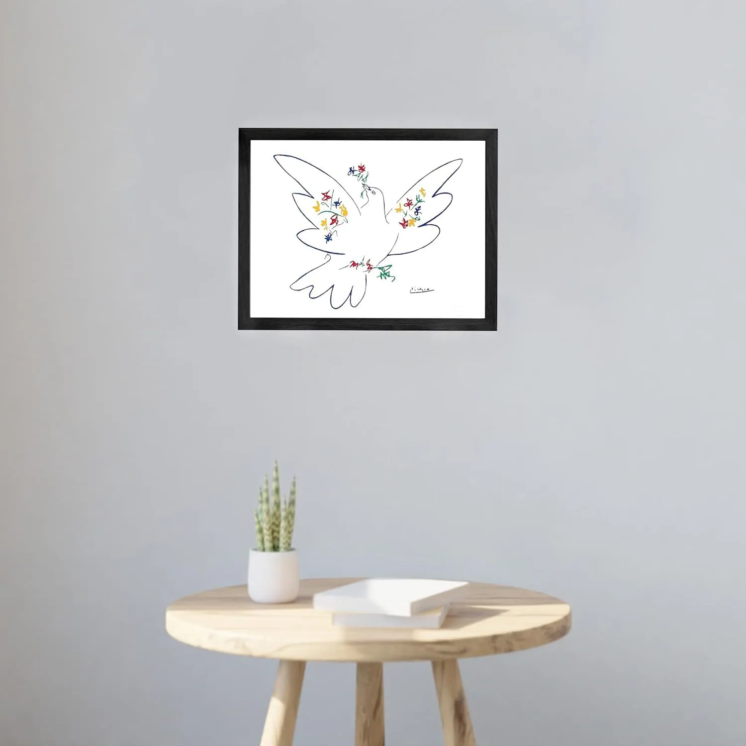Picasso Wall Art Pablo Picasso Dove of Peace Art Print Framed Canvas Wall Art for Living Room Bedroom (12x16in)